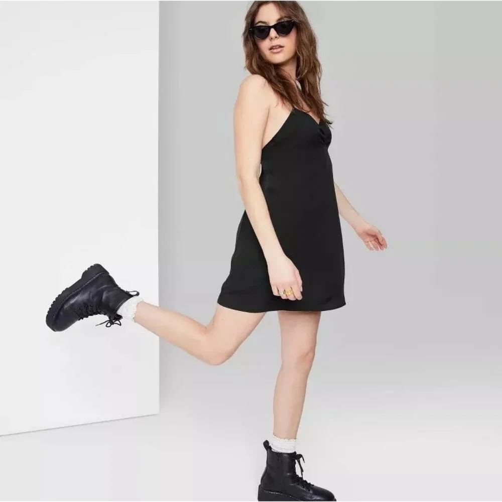 Wild Fable Solid Black 100% Rayon Sleeveless Fit & Flare Mini Dress -- Small 4/6 - Picture 1 of 8